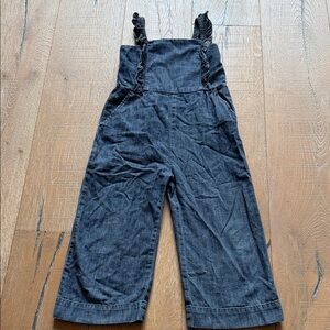 GAP Dark Blue Denim Jumpsuit with Ruffle Straps